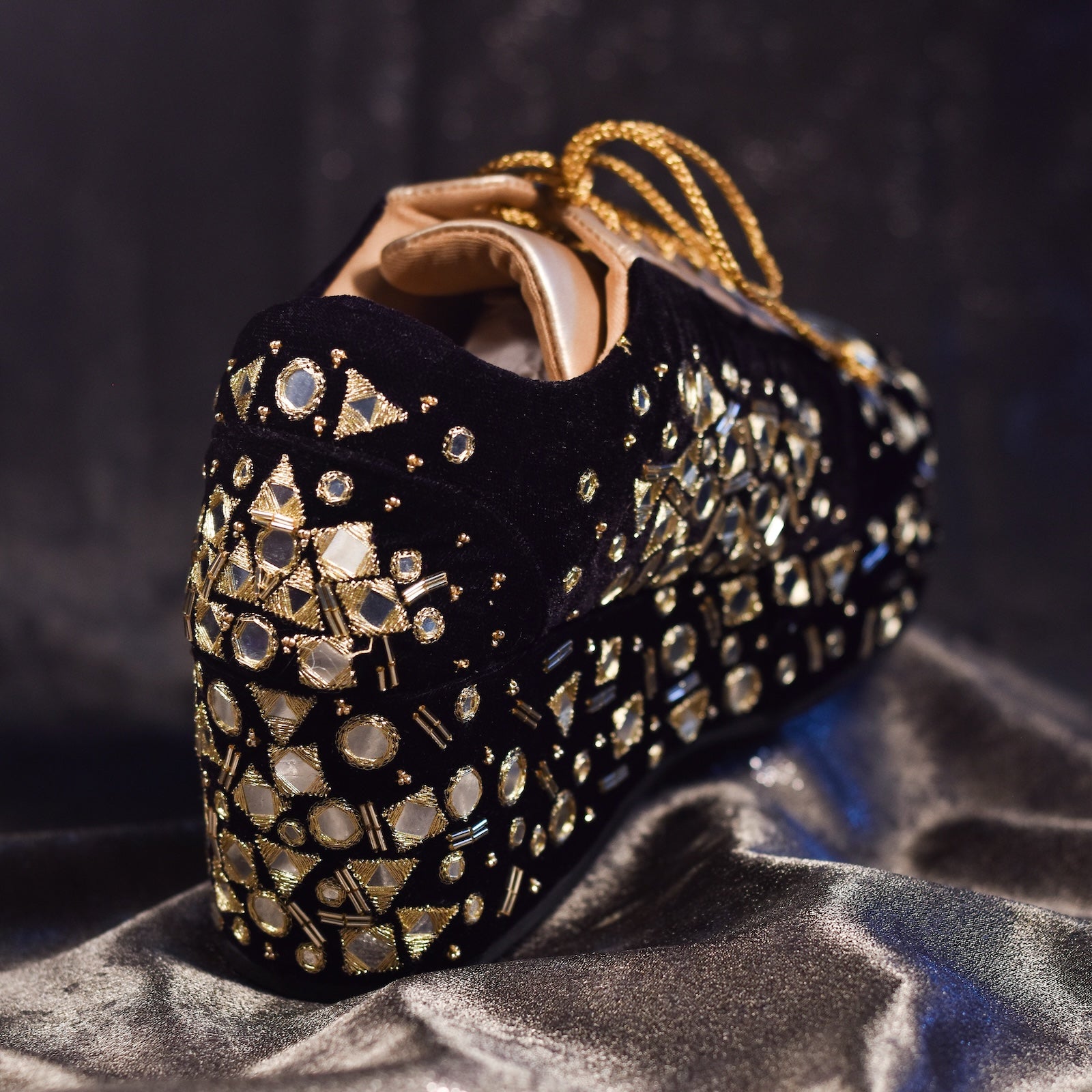 RIBETRINI glitter diamond luxury women's sneakers lace up platform chunky  heel wedges casual leisure brand designer shoes