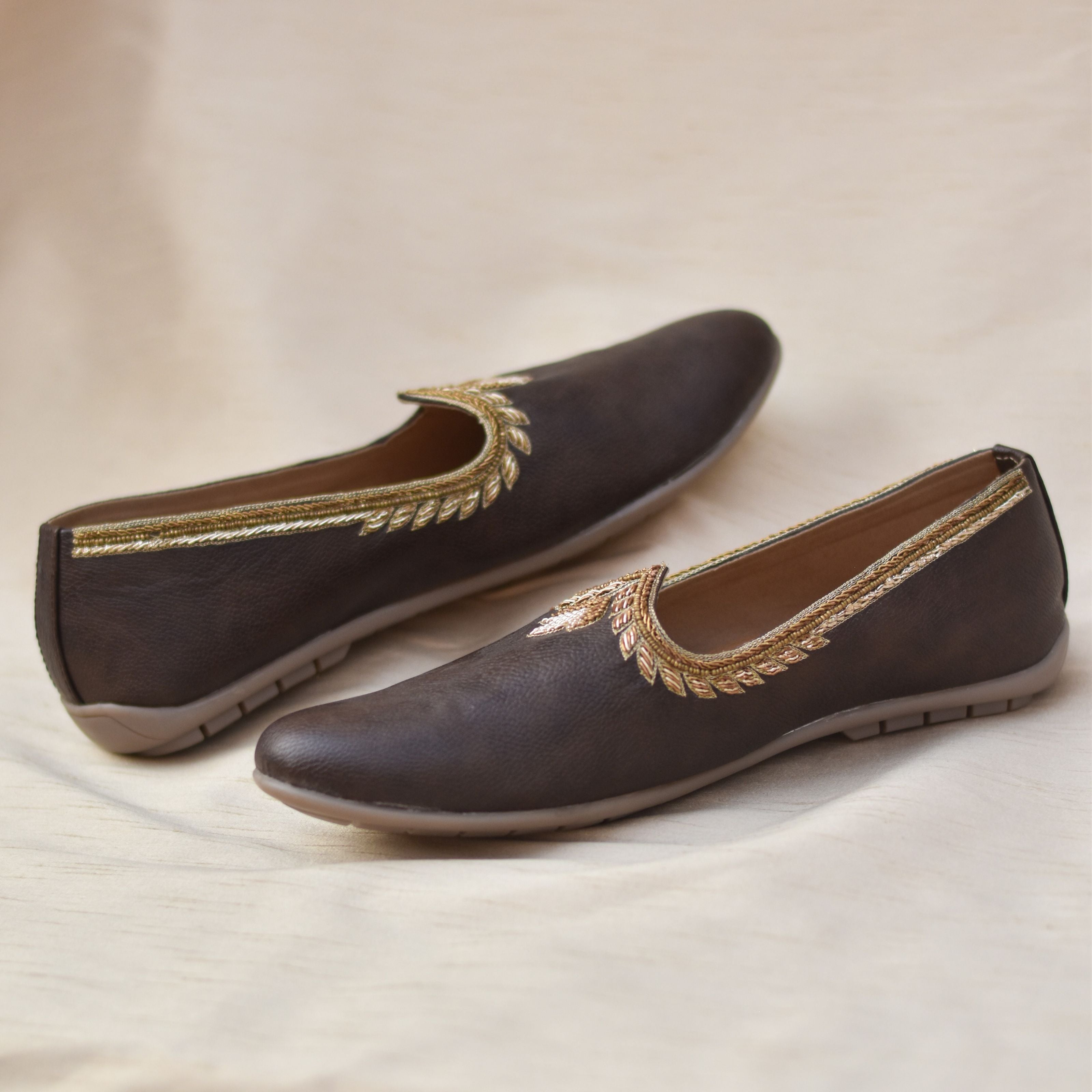 Zardozi hand work mojri for groom and groomsmen on vegan leather