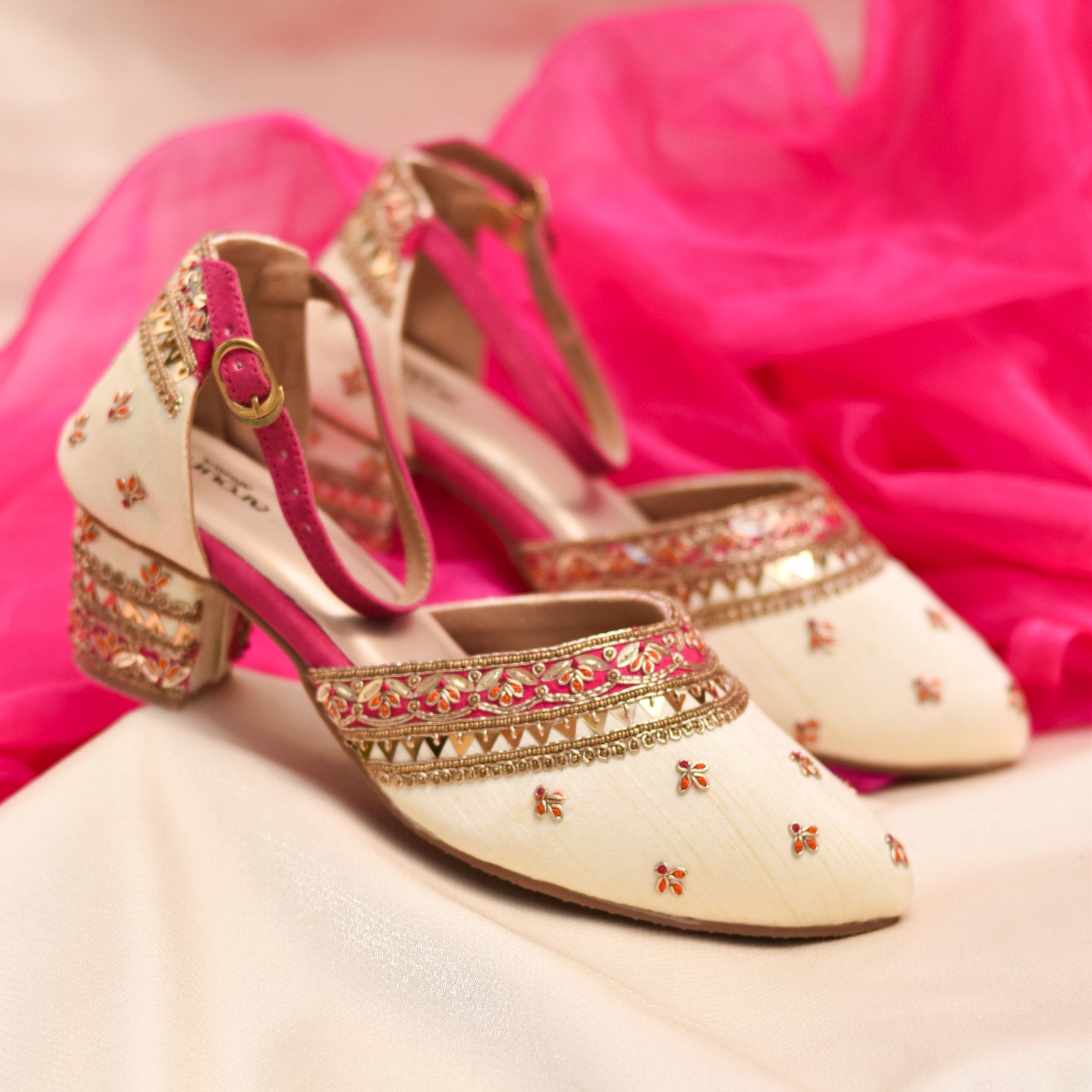 Indian ethnic sandals in a mules closed toe pattern to team with designer outfits 
