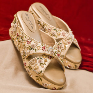 Golden Indian Bridal Heels in Wedges style
