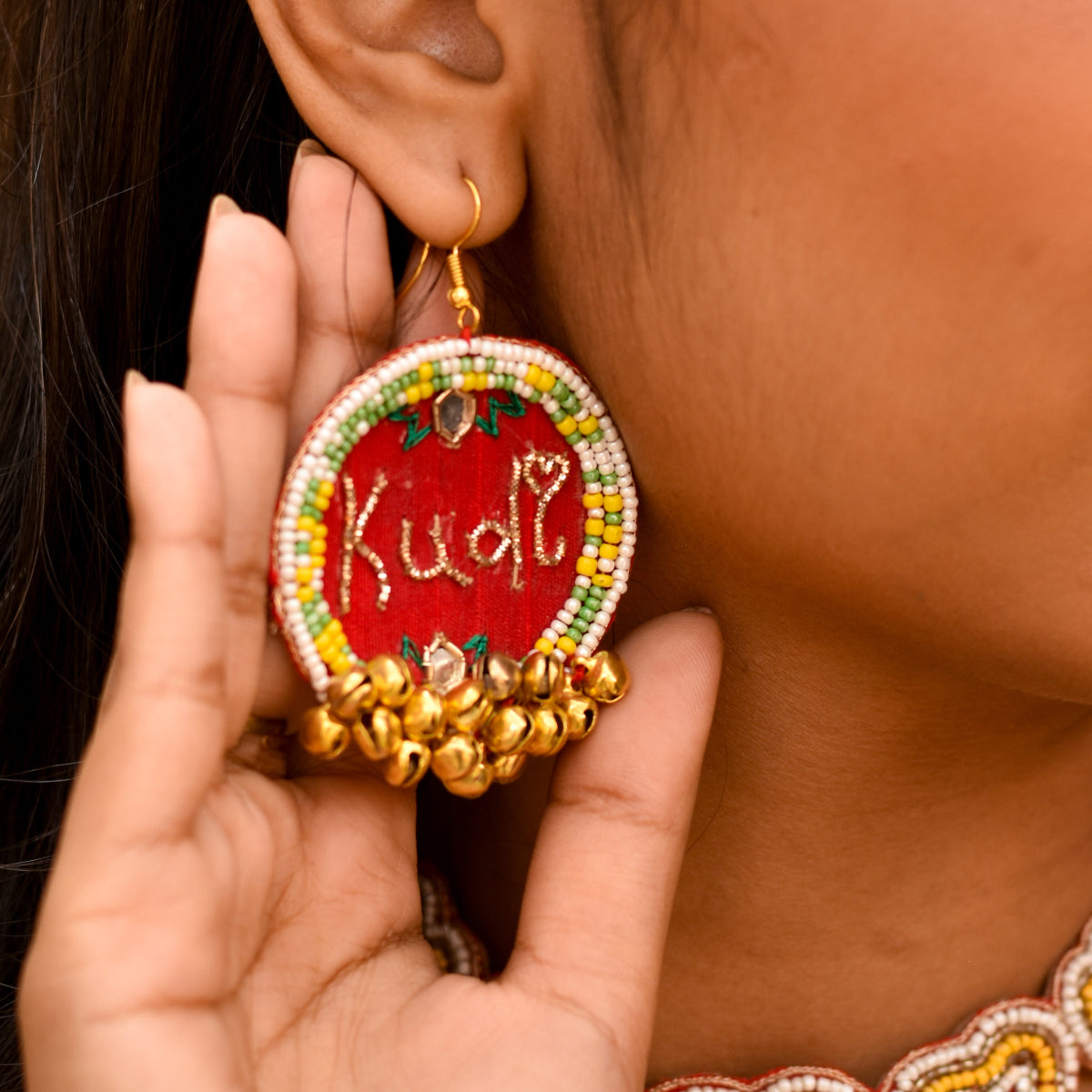 Vibrant handcrafted ghungroo KUDI PATAKA earrings with traditional charm