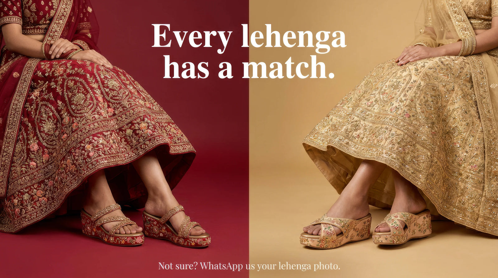 Custom made designer footwear to match lehenga for Indian brides