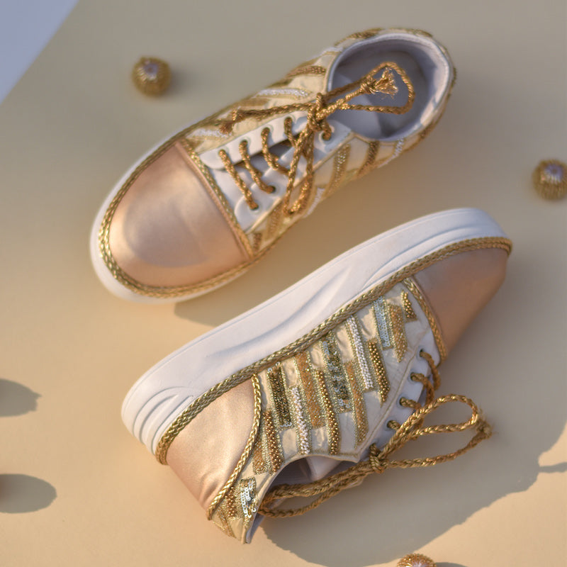 Leo Party Sneakers Trendy Golden Comfort Shoes - Main Image