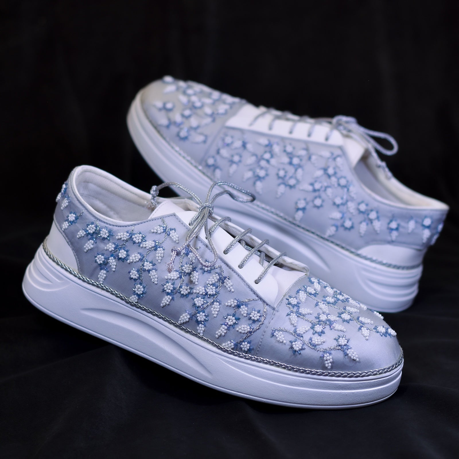 Silver wedding sneakers for brides