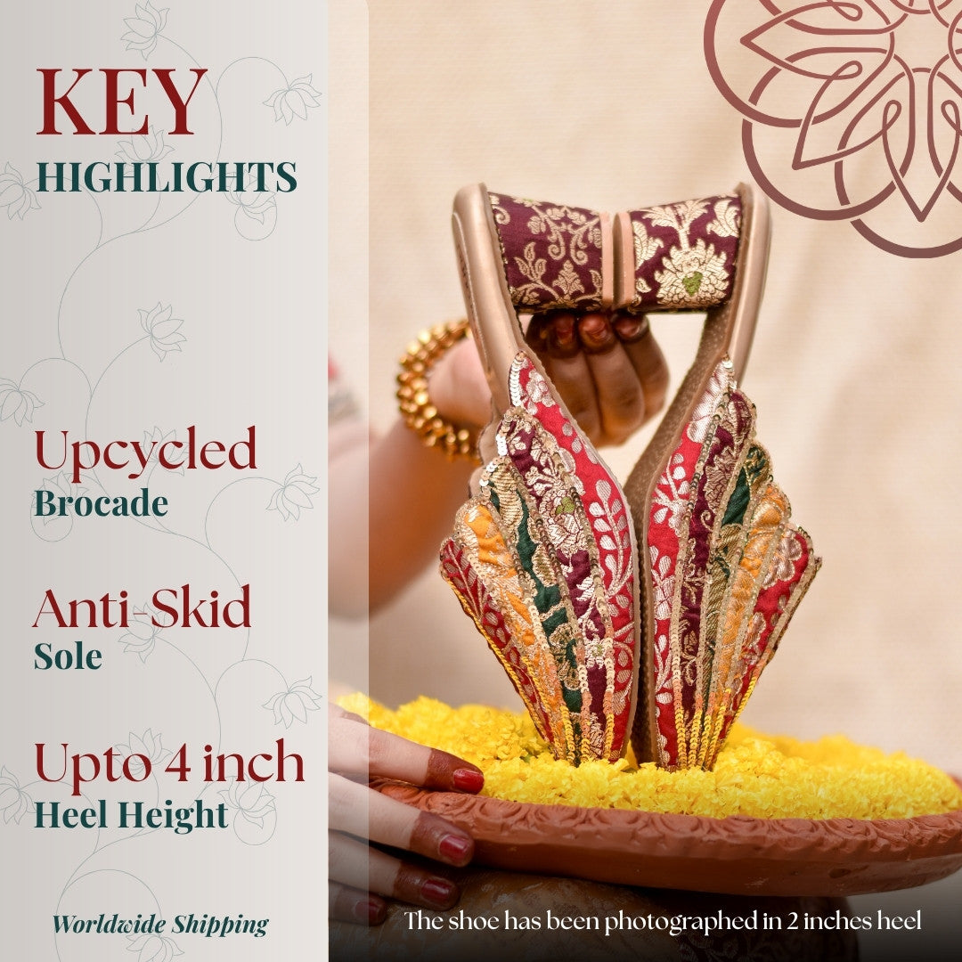 Handcrafted brocade heels for banarasi saree and ethnic outfit