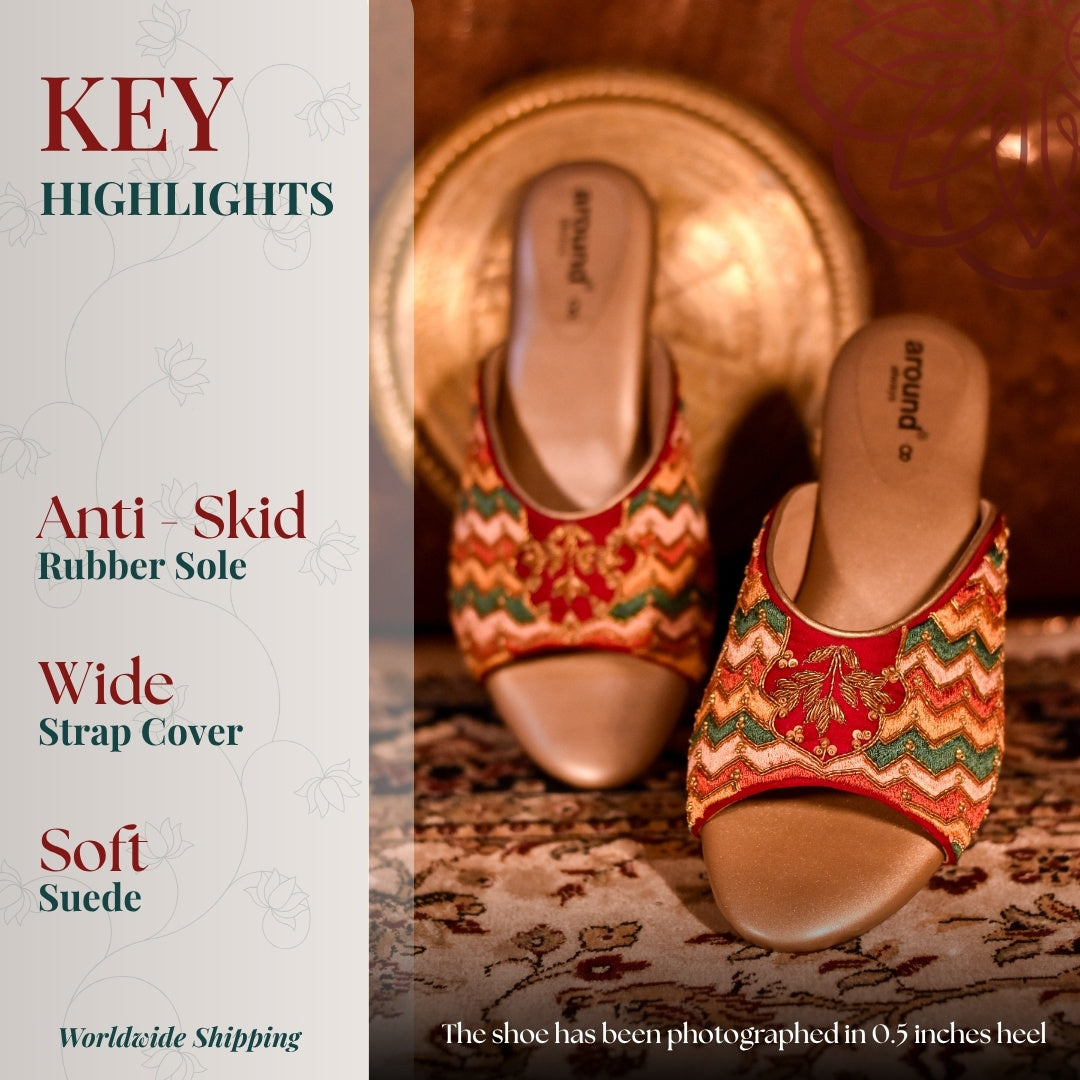 Flat multicolor embroidered juttis with soft footbed