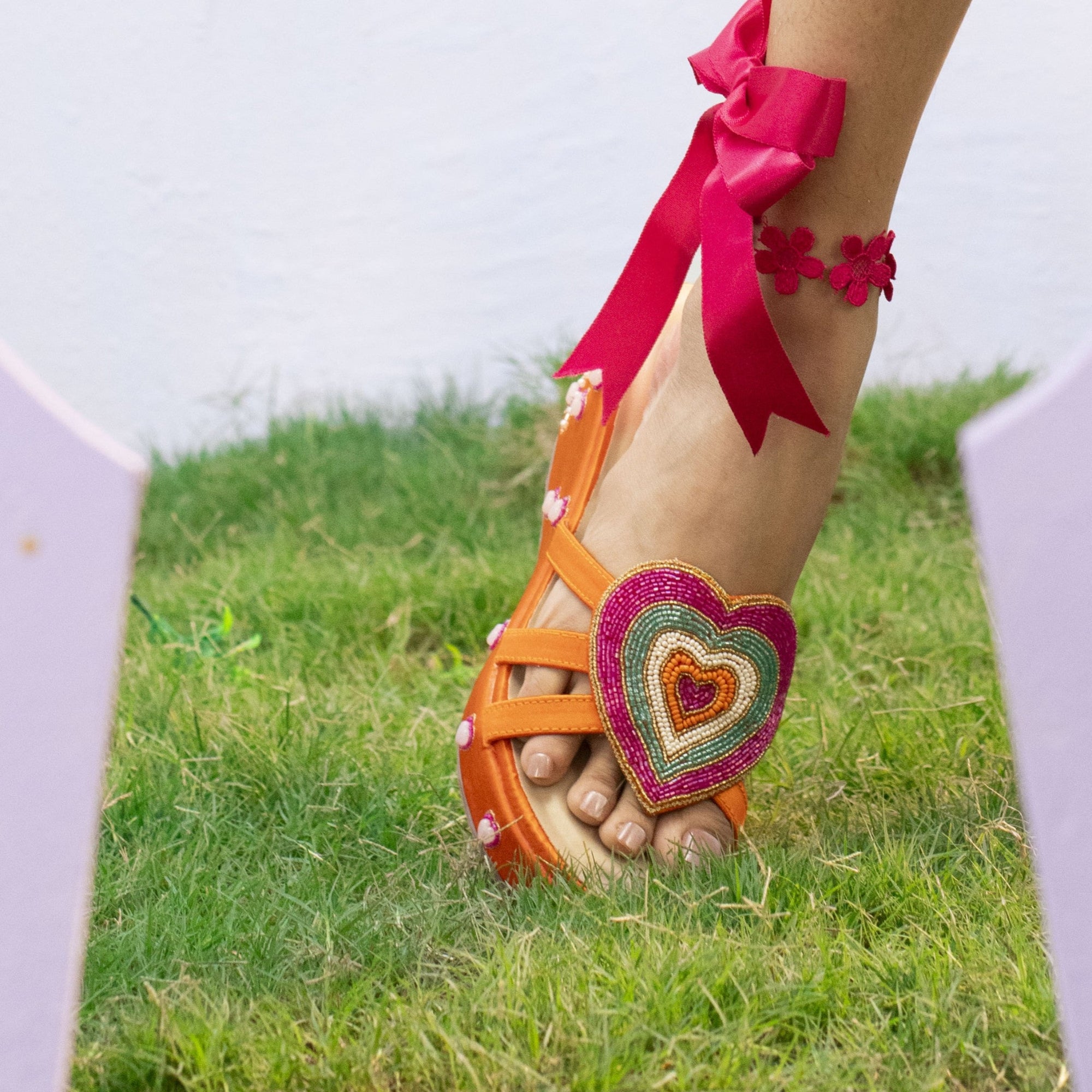 Statement sandals with heart design and platform sole