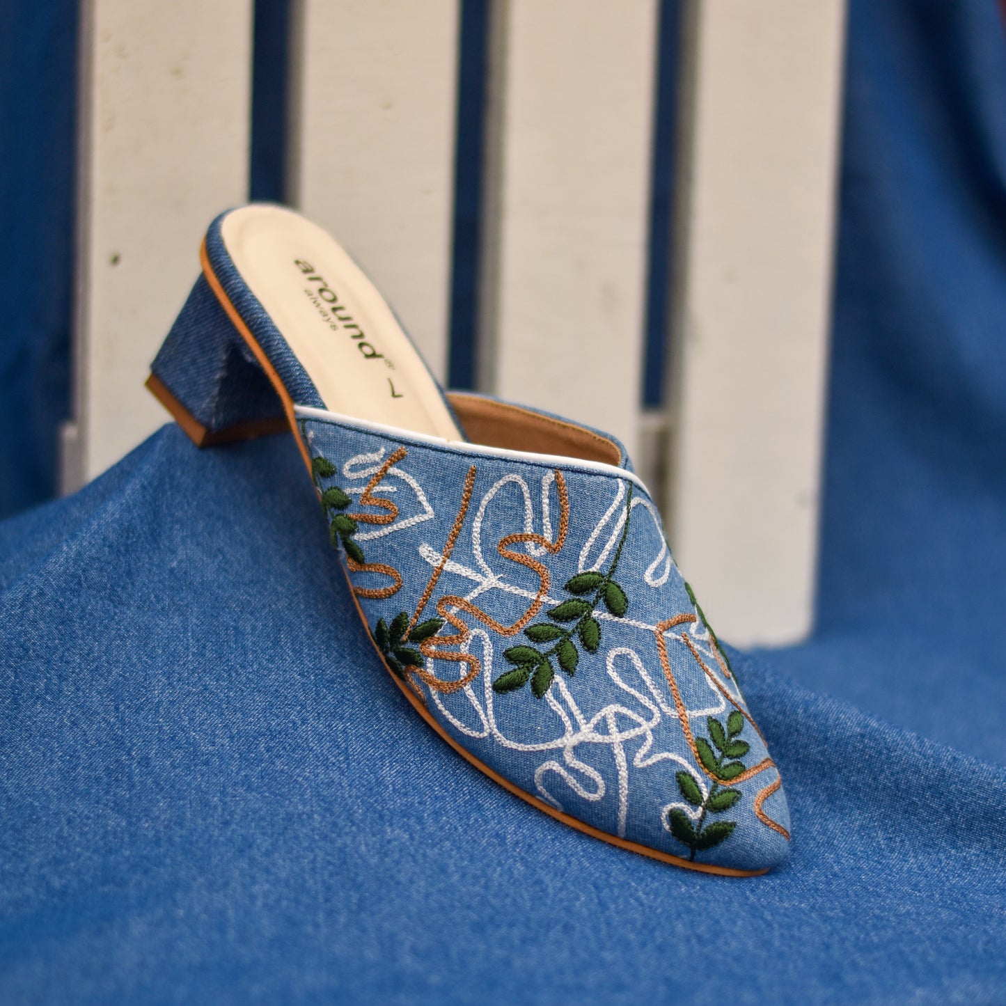 Embroidered premium casual mules for women