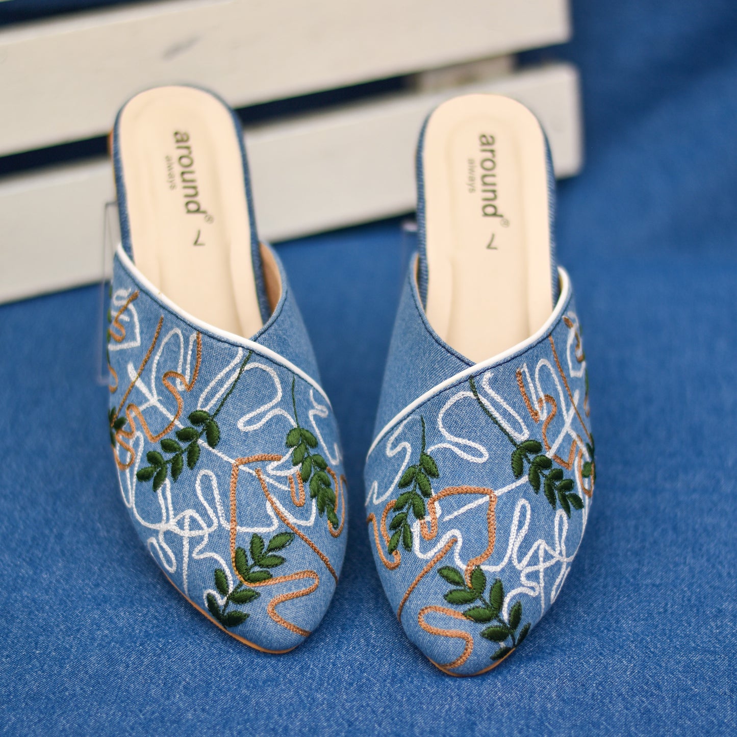 Embroidered stylish daily wear mules for girls