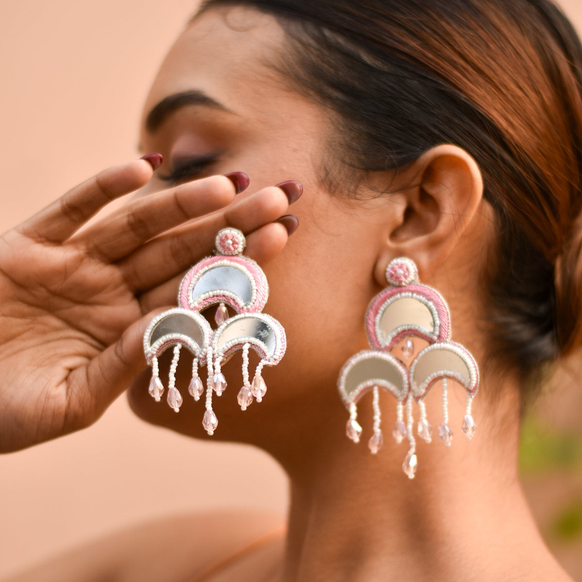 Handcrafted pastel earrings for festive and party wear