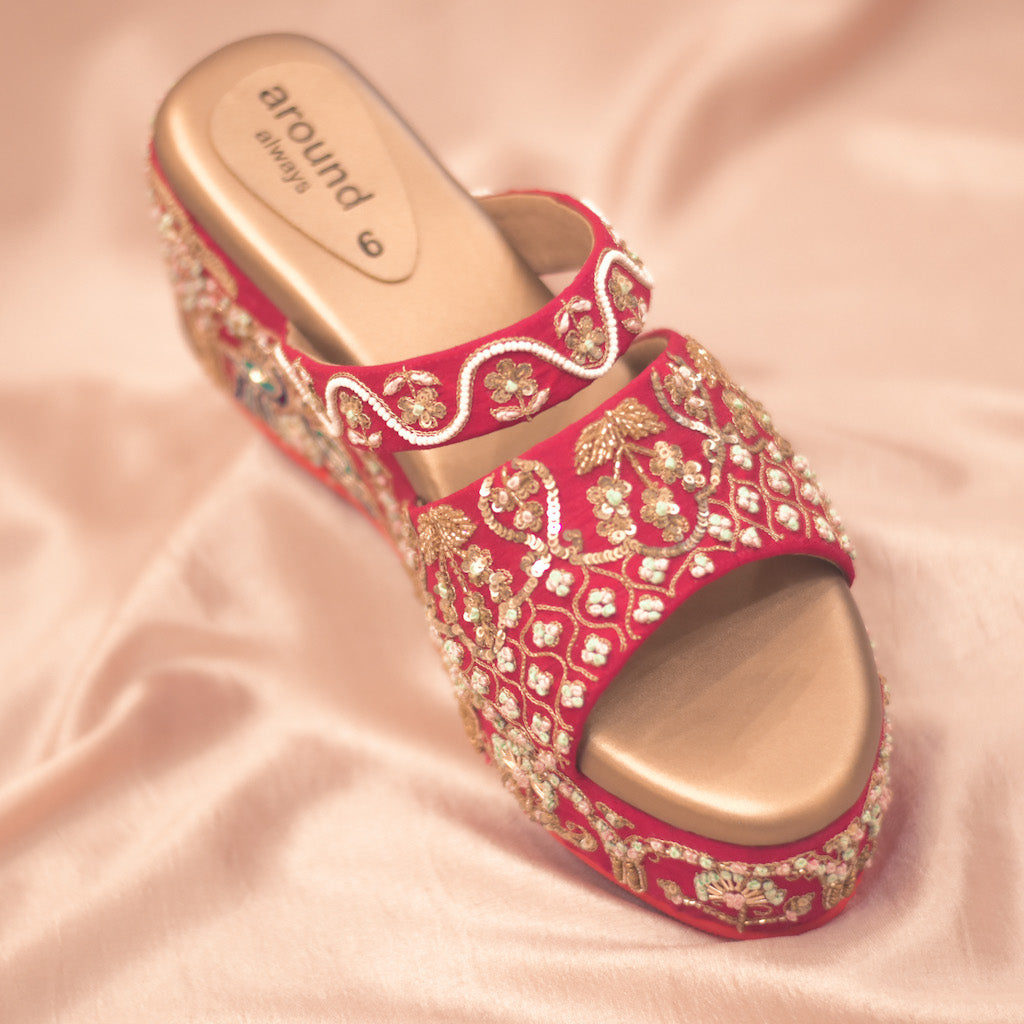 Naaz Wedges Ornate Bridal Shoes - Main Image