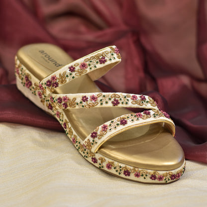 Thin strap low heel bridal footwear for Indian wedding