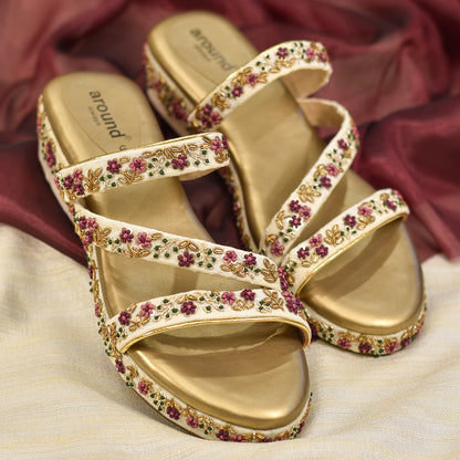 Multicolour wedges for teaming with Indian bridal lehenga