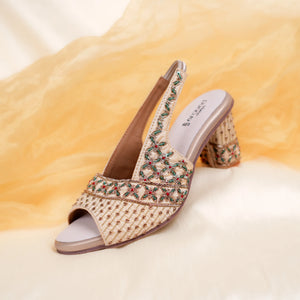 Sling back heels with wide and narrow fit adjustment for Indian women