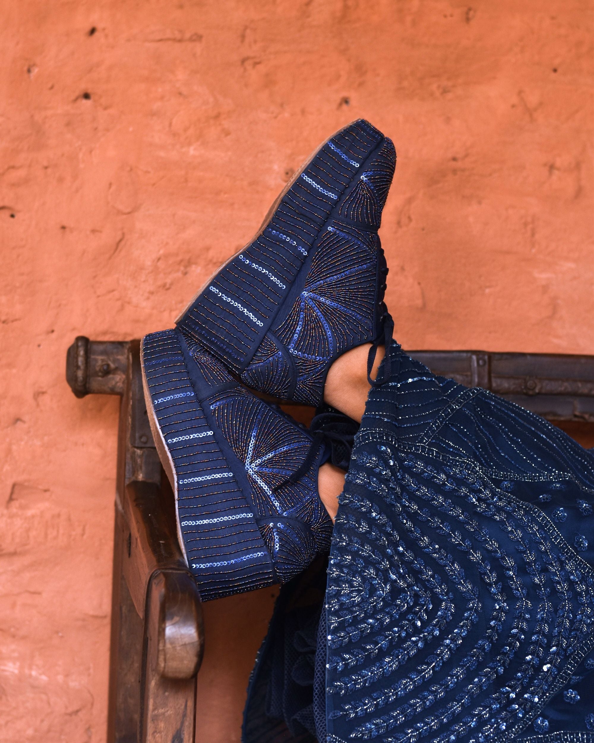 Sequins Embellished Party Sneakers with Heels