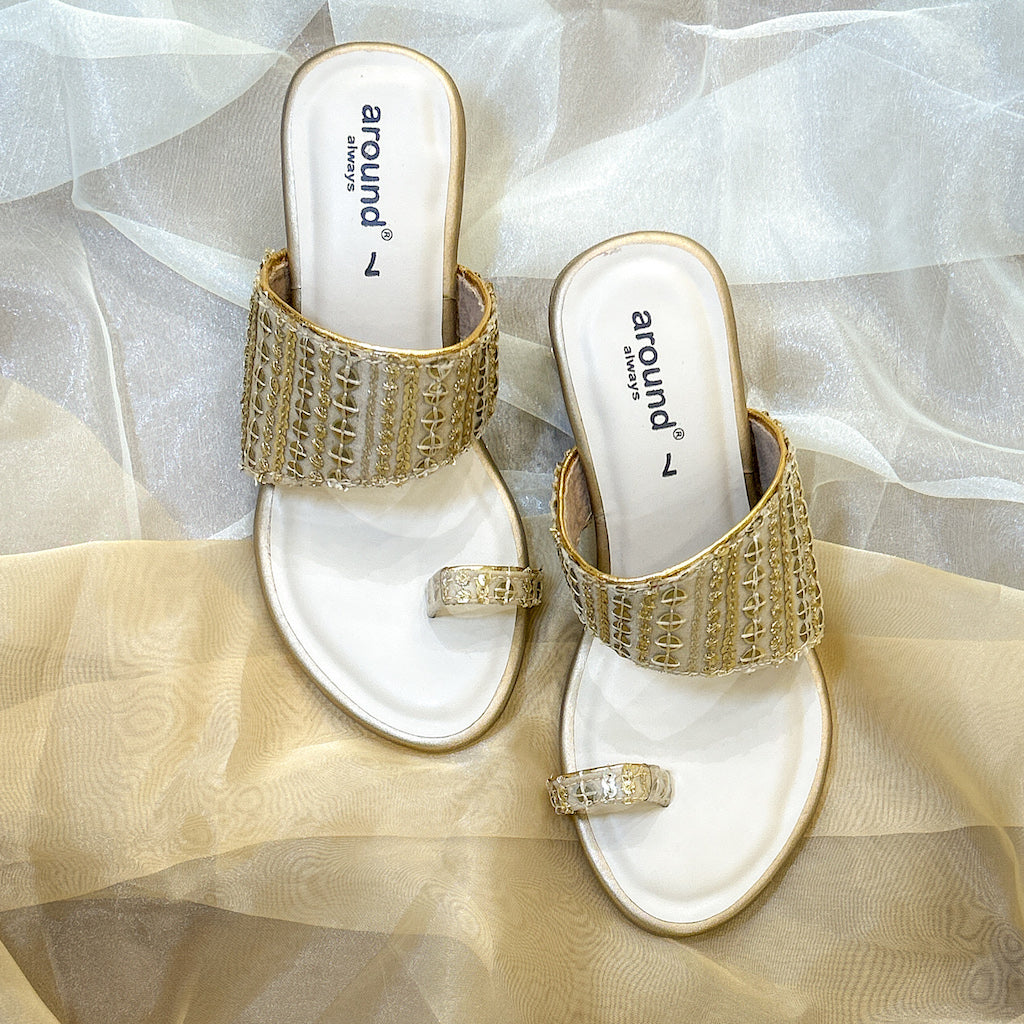 Casual golden chappals for Indian wear for women