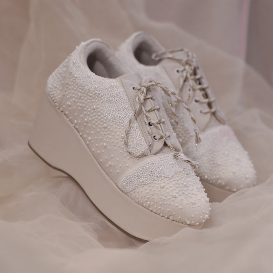 Pearl White Sneaker with Heels for Brides