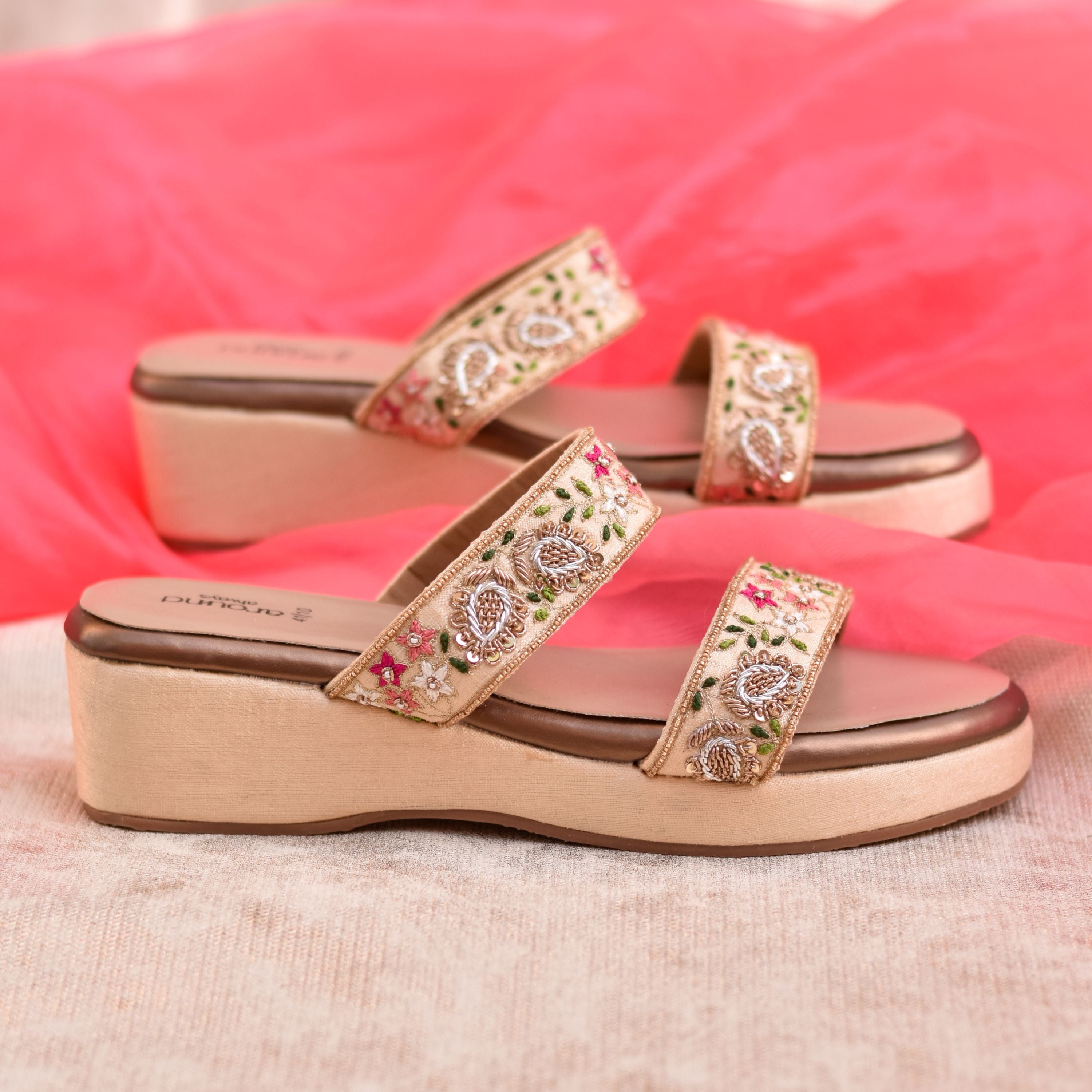 Festive-ready footwear with muted metallic hints and soft base