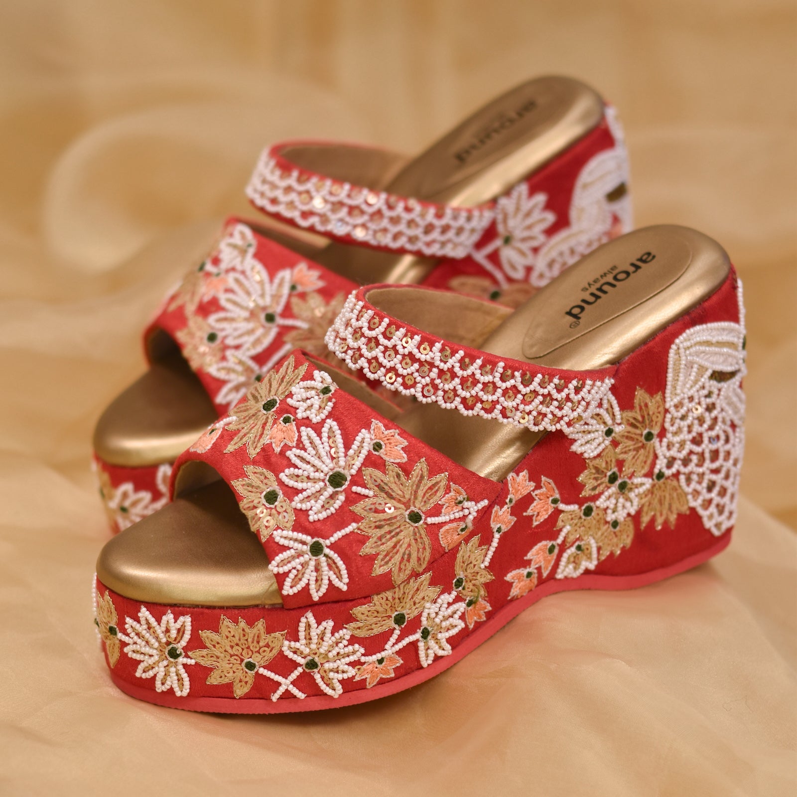 Shireen Sandals | Peeptoe Bridal Footwear with Low Heels – aroundalways