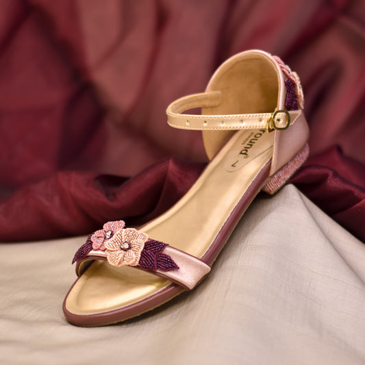 Pernias Flats | 3D Floral Low Heel Shoes