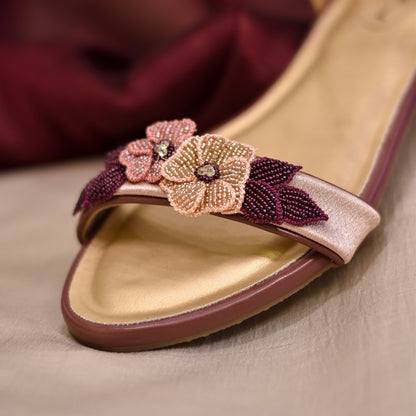 Pernias Flats | 3D Floral Low Heel Shoes
