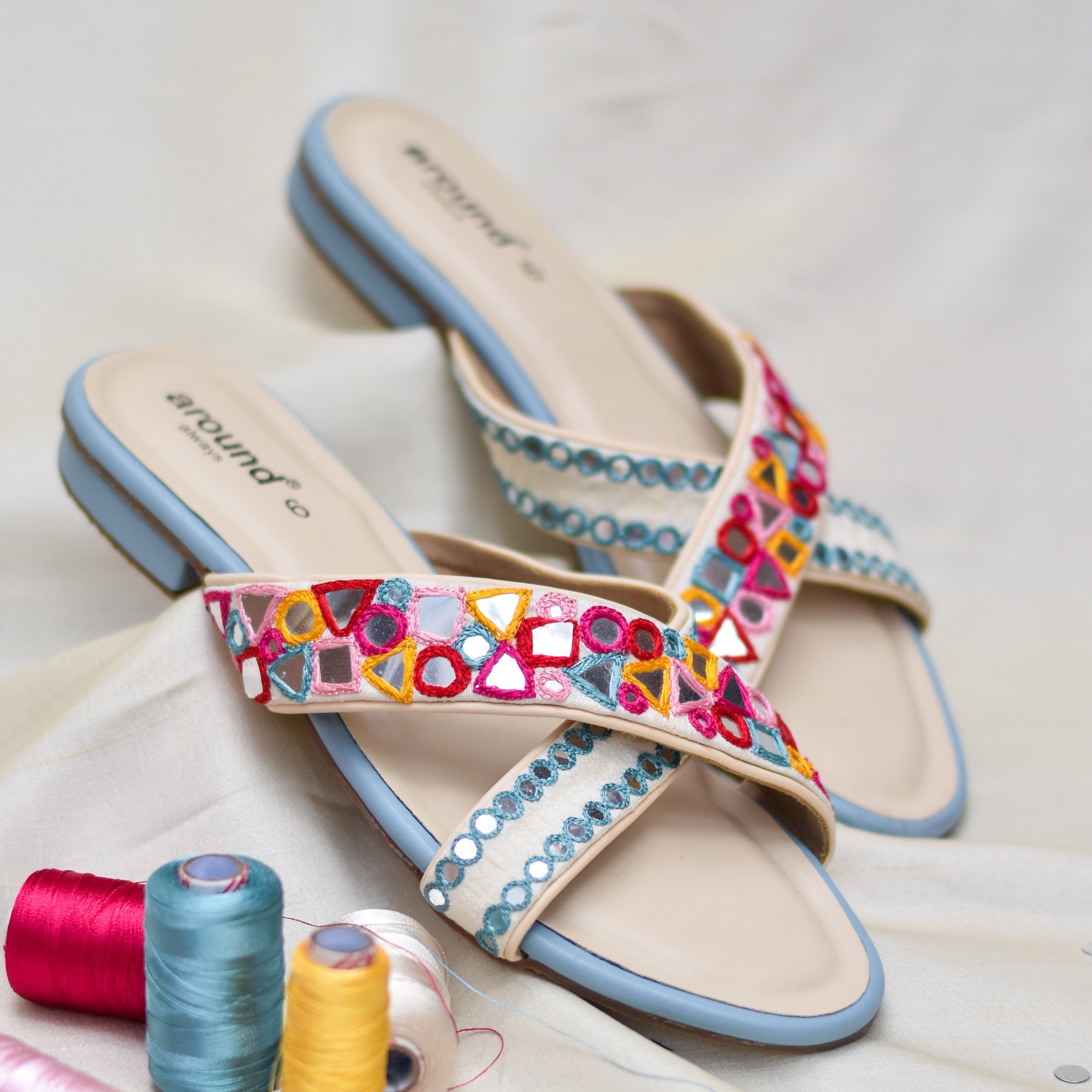 Pinal Pastel Flats Comfortable Festive Footwear