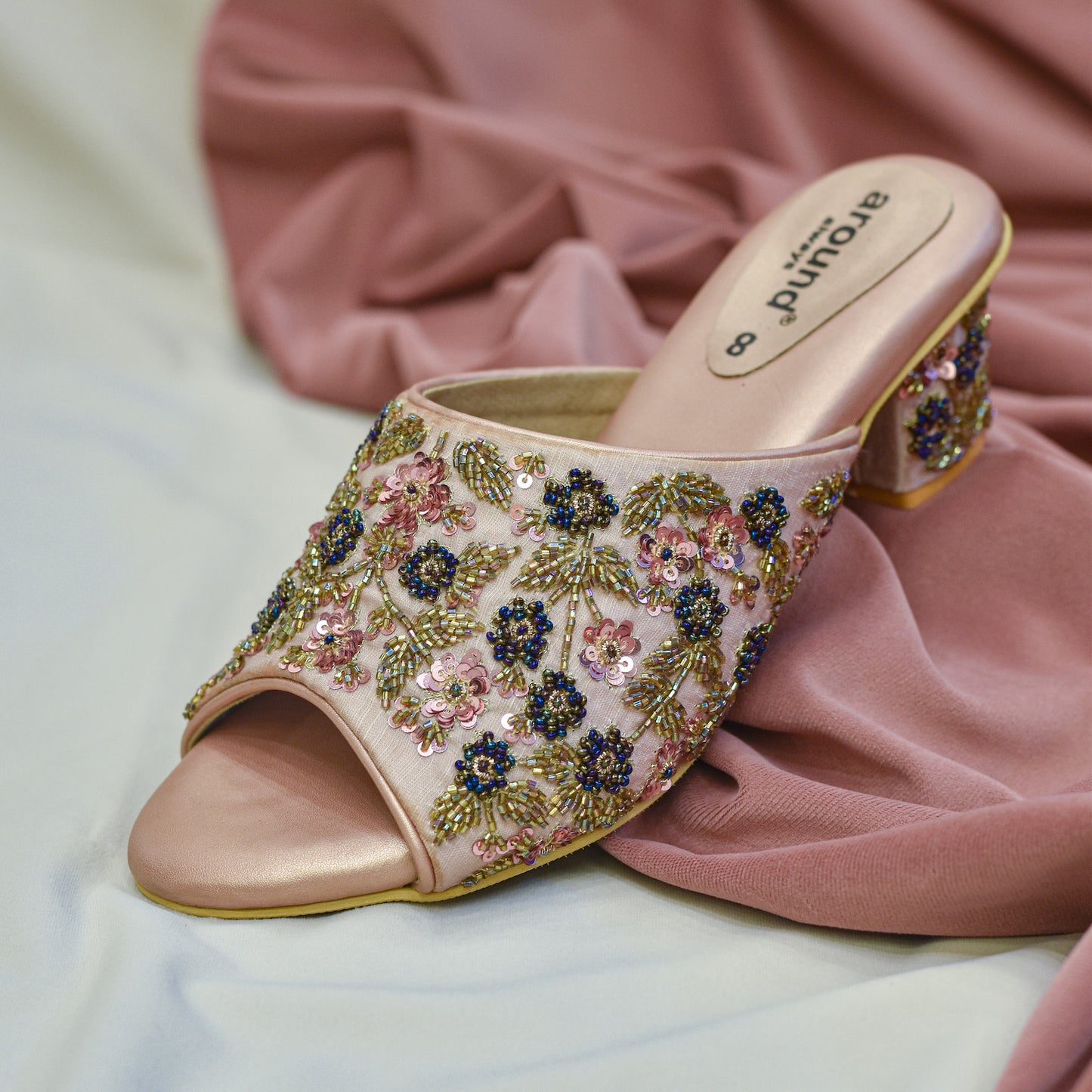 Stylish embroidered block heels for Indian brides and bridesmaids