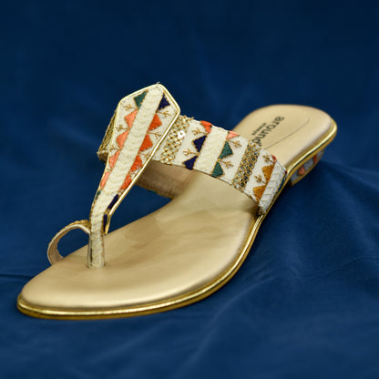 Multicolour flats for women for traditional and ethnic wear