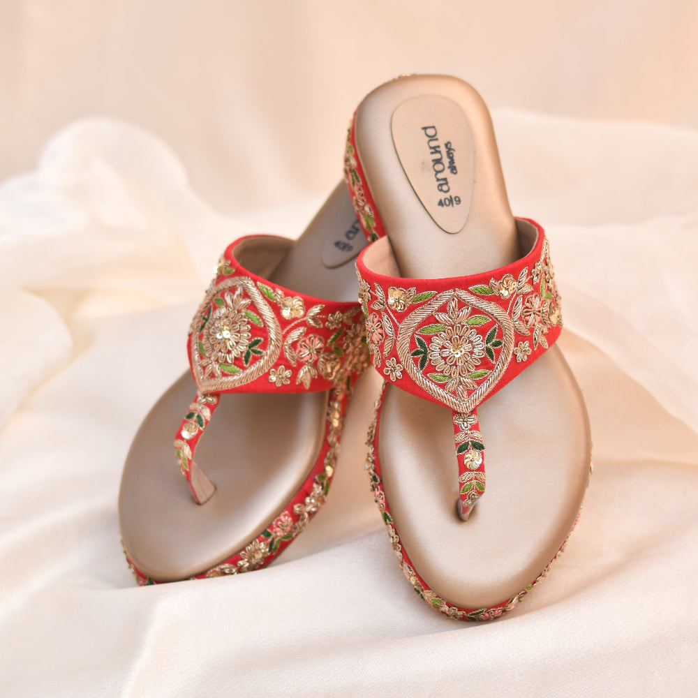 Hand embroidered wedding sandals for designer ethnic wear