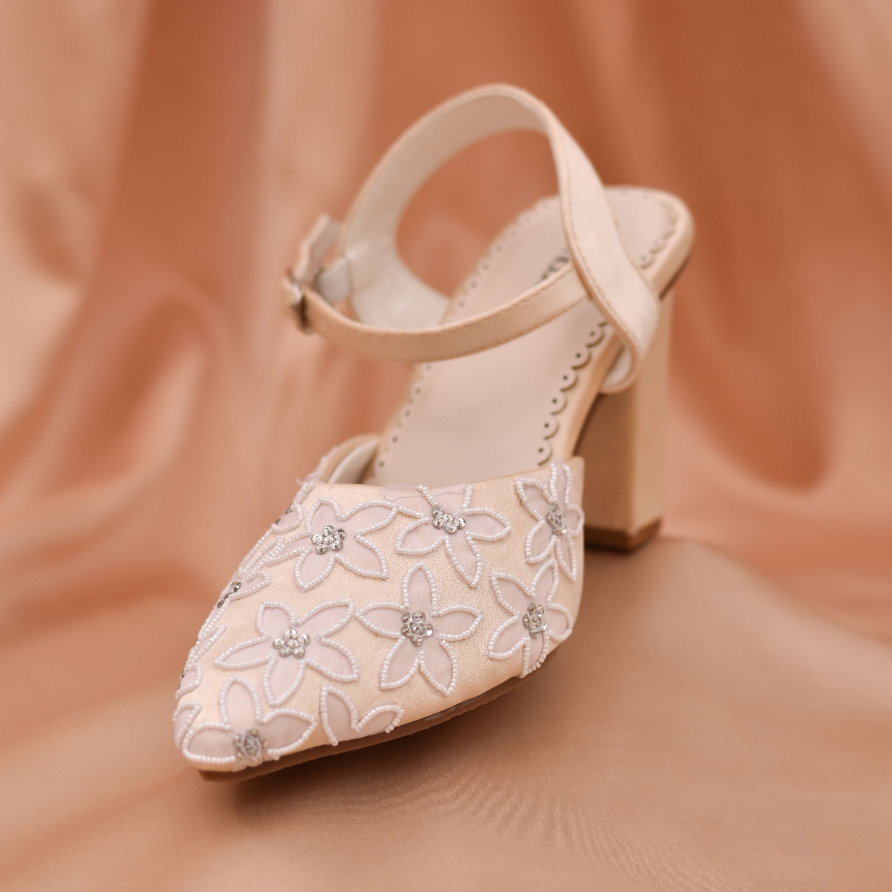 Heels with flowers for Indian and Christian brides