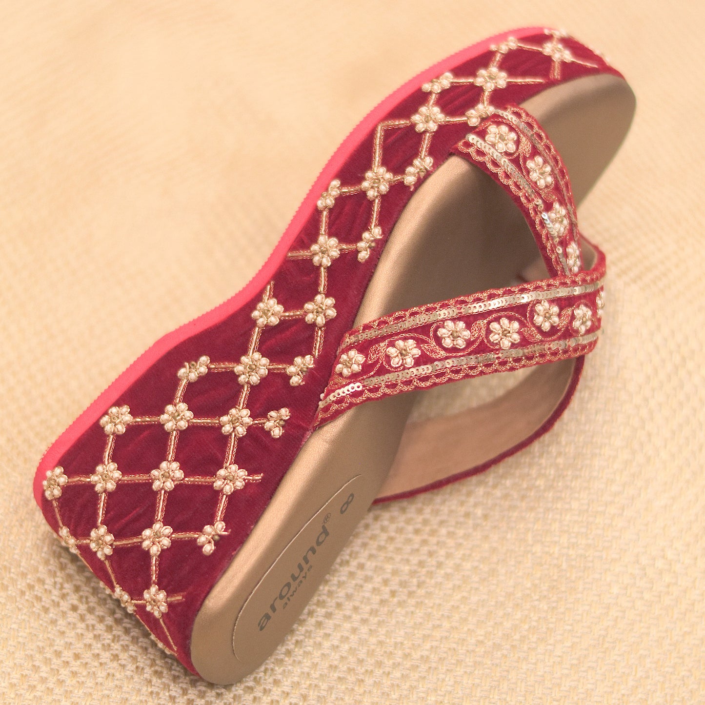 Sasha Wedges | Red Bridal Footwear for Benarasi Sarees