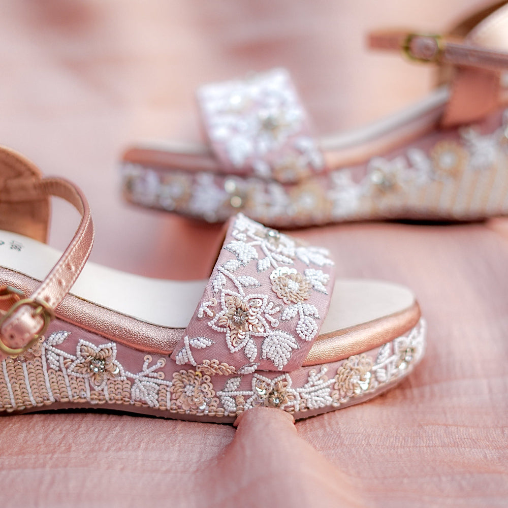 Beads and sequins embellished custom made indo-western heels for bridesmaids