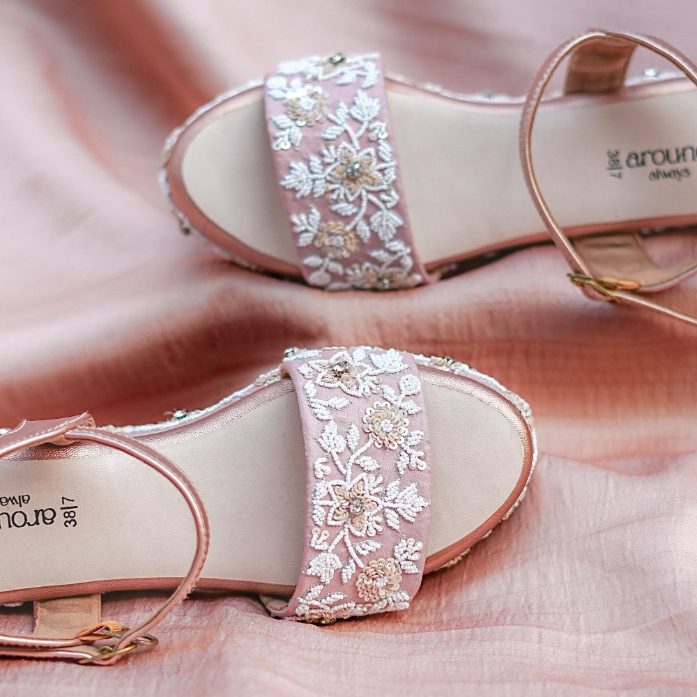 Versatile Indian embellished platform heels in pastel and neutral tones