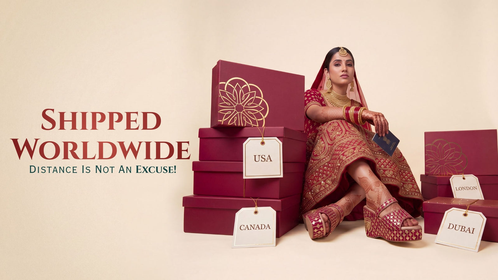 Designer Indian Wedding Heels for brides worldwide with Free Shipping options