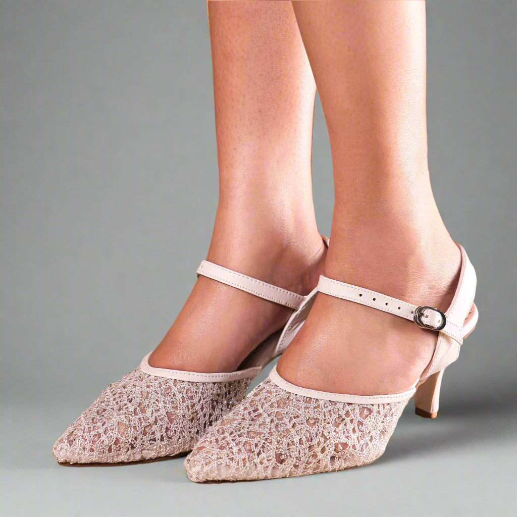 Christian wedding pencil heel sandals in pure white