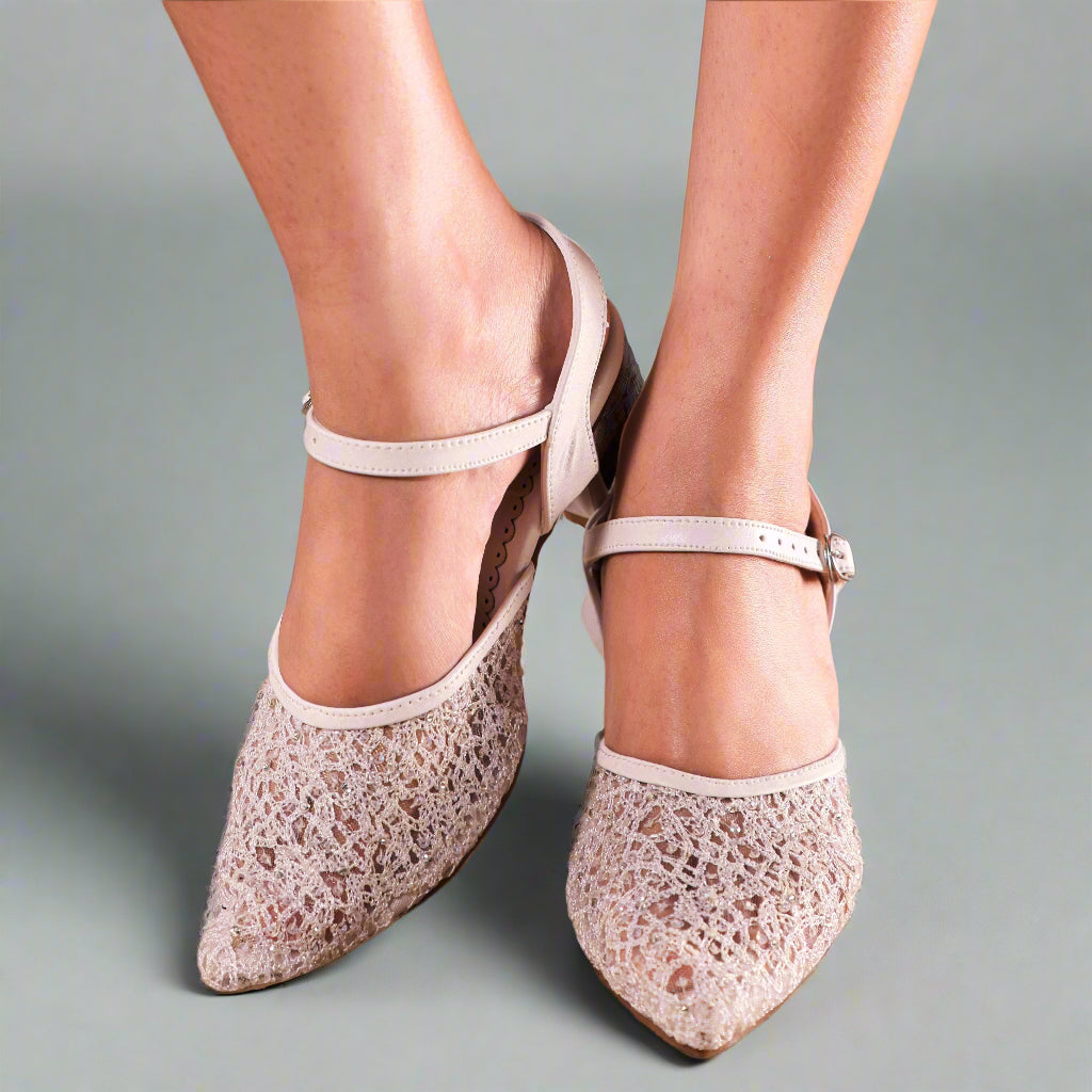 Premium mules with mesh design and ankle straps