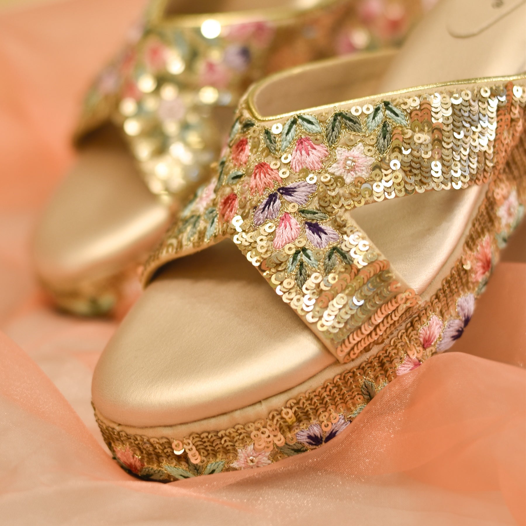 Gold Bridal Beautiful Bridal Sandals Tara Wedges Shimmery Golden