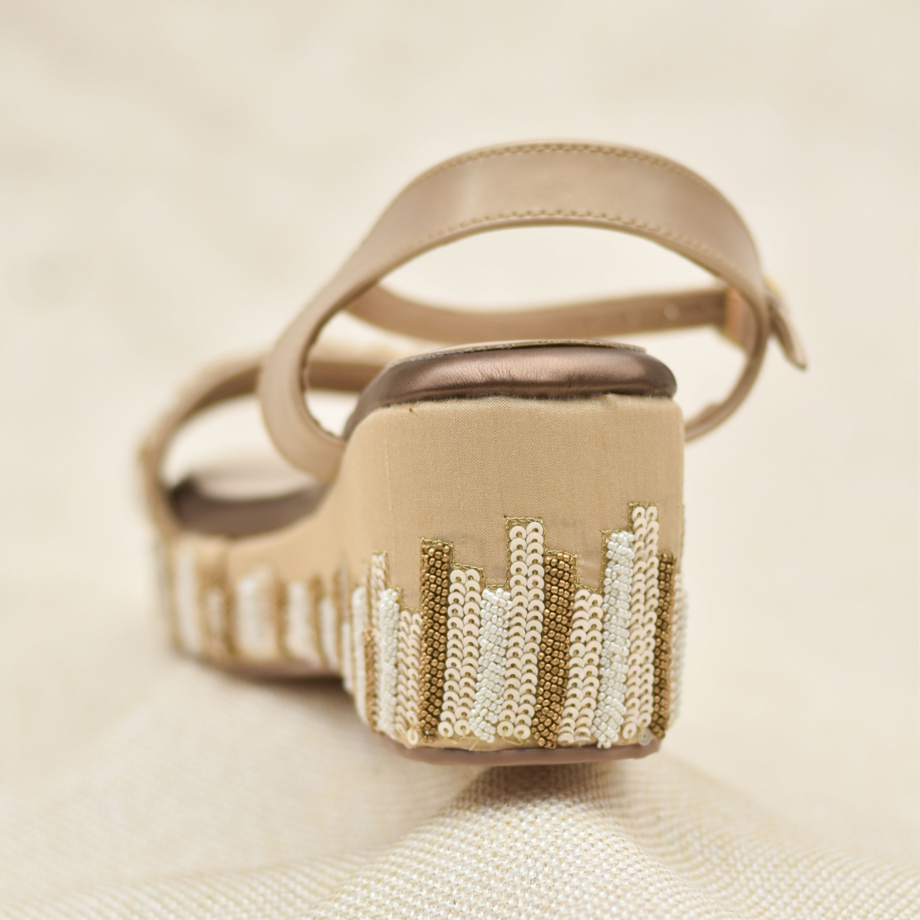 Golden embroidered platform heels for sangeet function at weddings