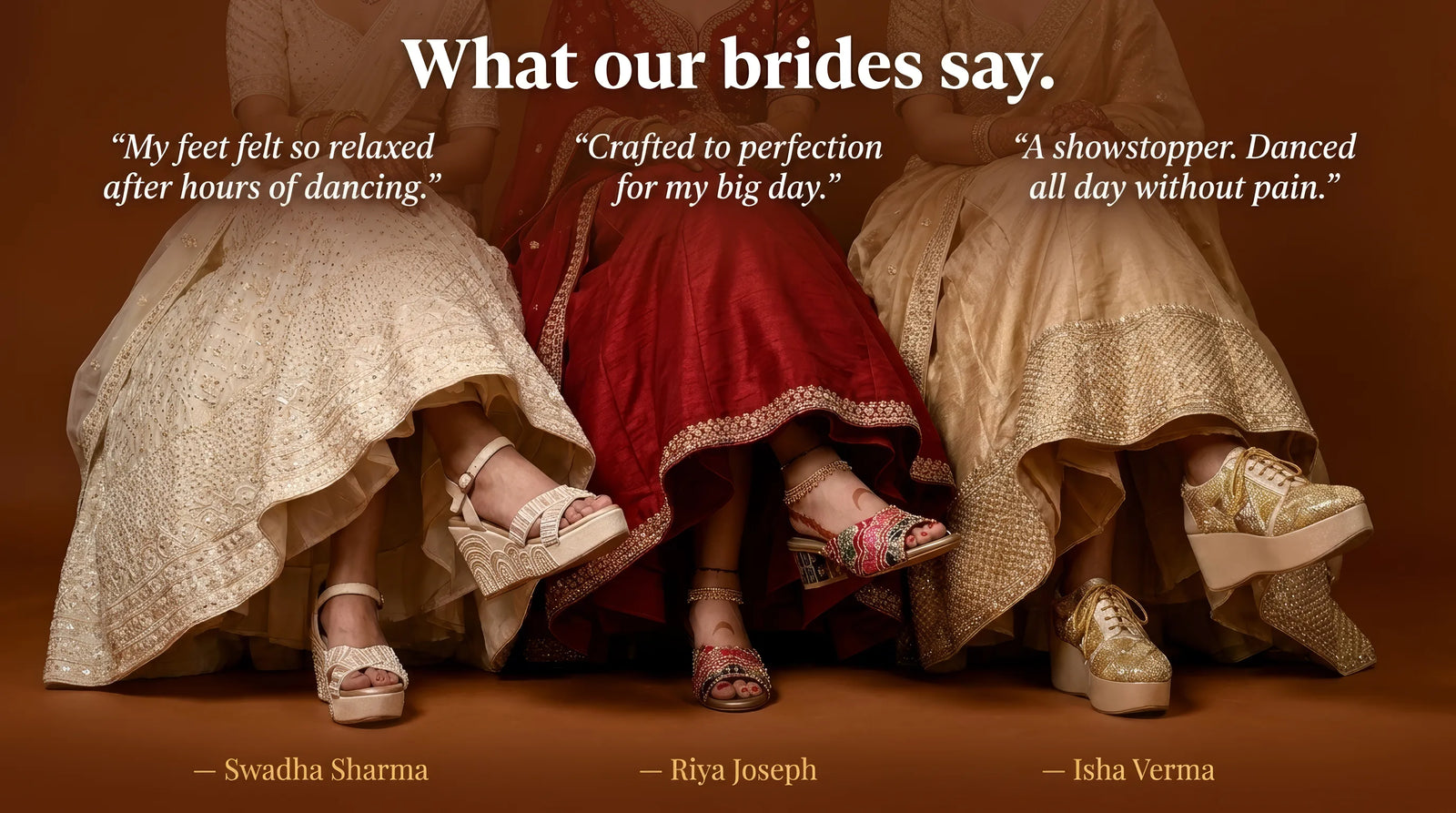 Indian brides giving positive reviews for Around Always' wedding footwear and sneakers 