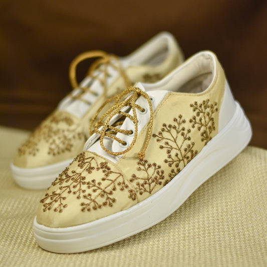 Golden trendy and stylish wedding sneakers from India
