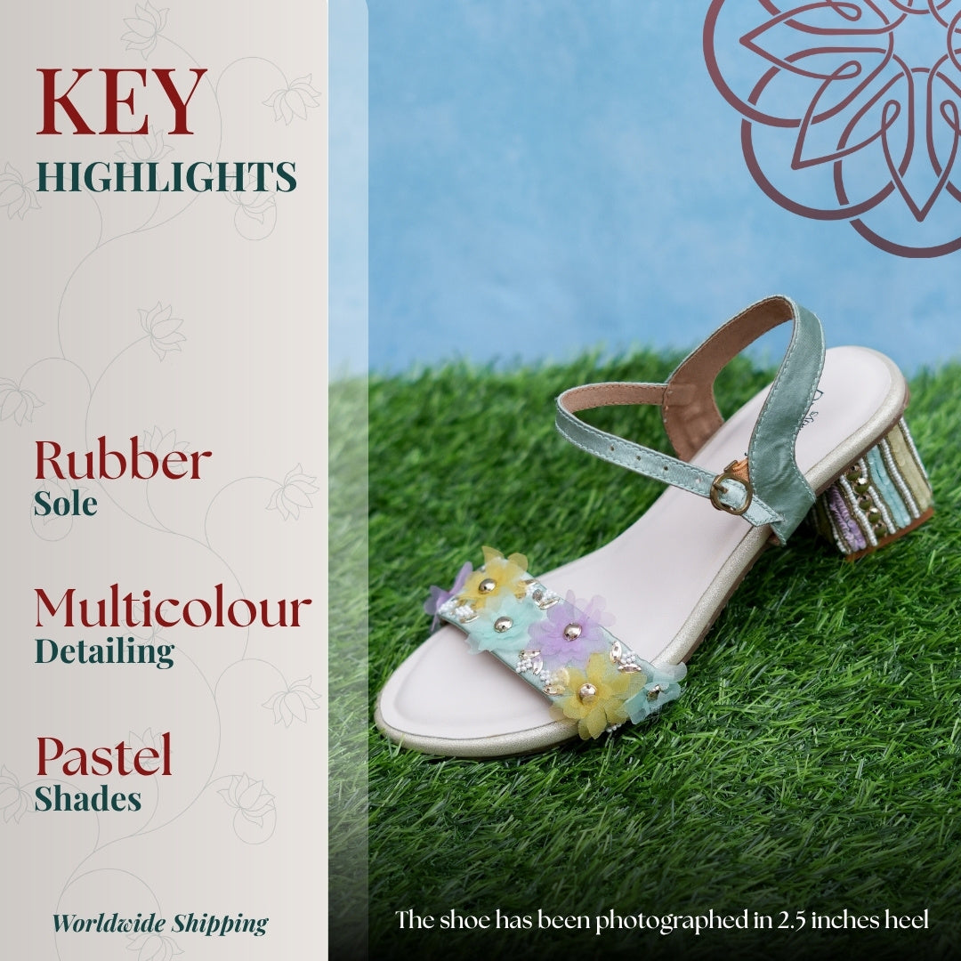 Soft pastel colour block heel with ankle strap
