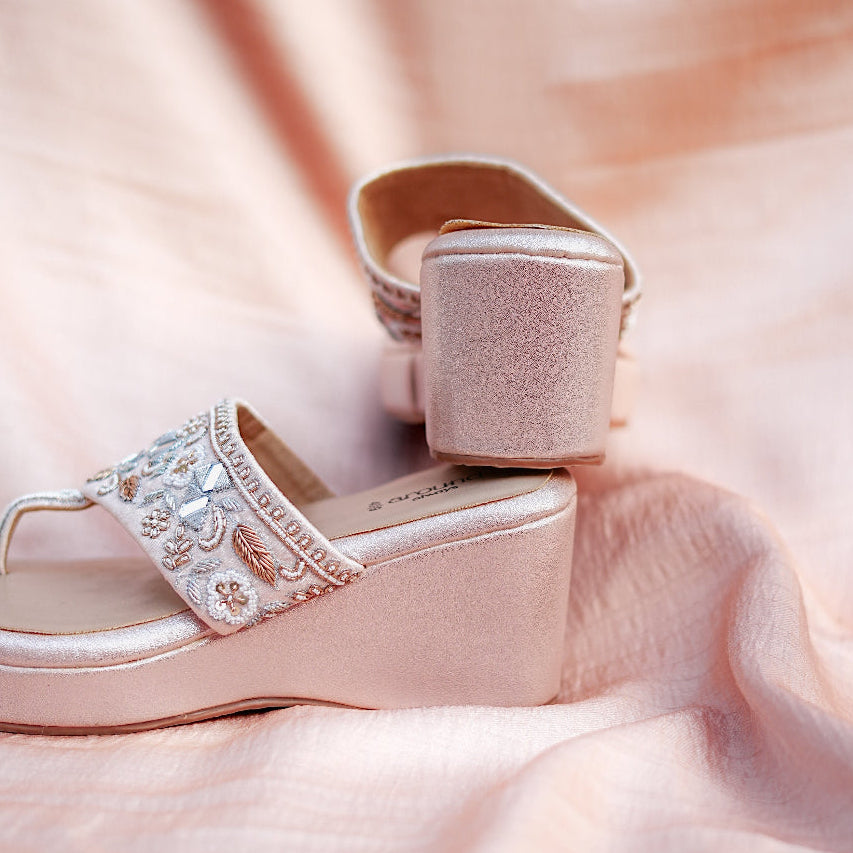 Stylish open slide platform heels with refined craftsmanship