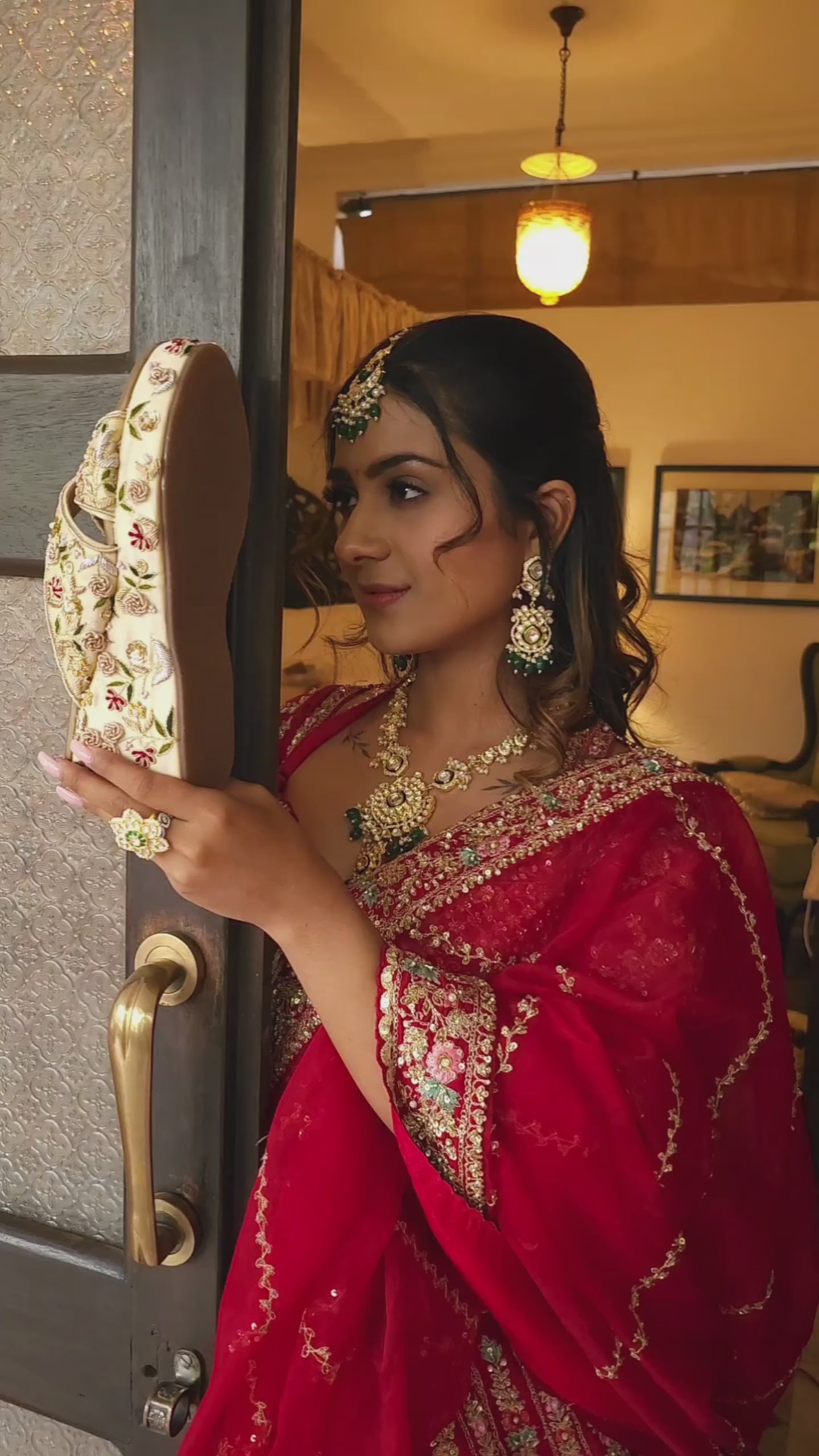 Comfortable golden bridal heels with zardozi embellishment for bridal lehenga