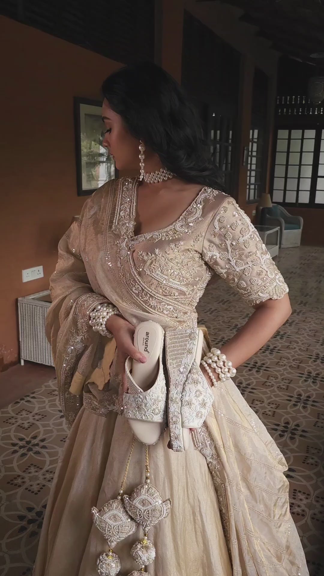 Tone on tone wedding heels for bridal lehenga and gowns