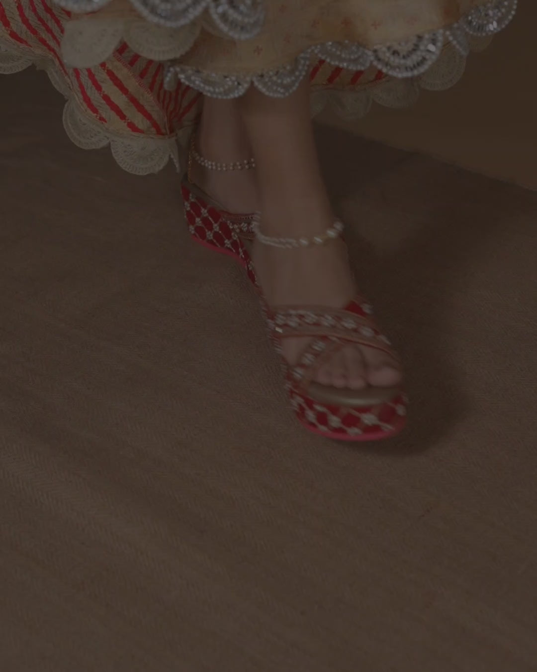 High Heel Wedges with embroidery for sarees