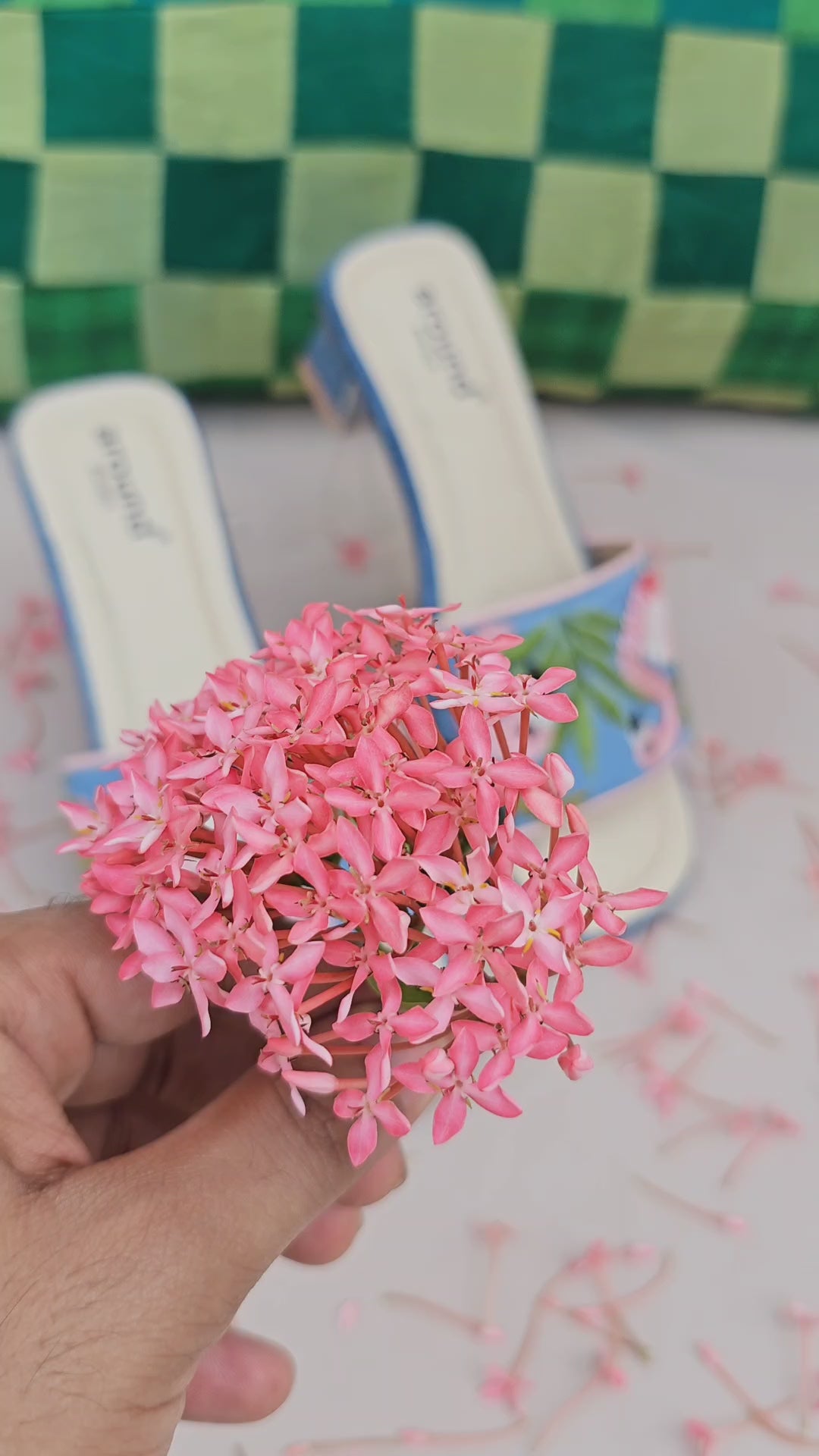 Denim sandals for girls with hand embroidered motifs for casual brunches