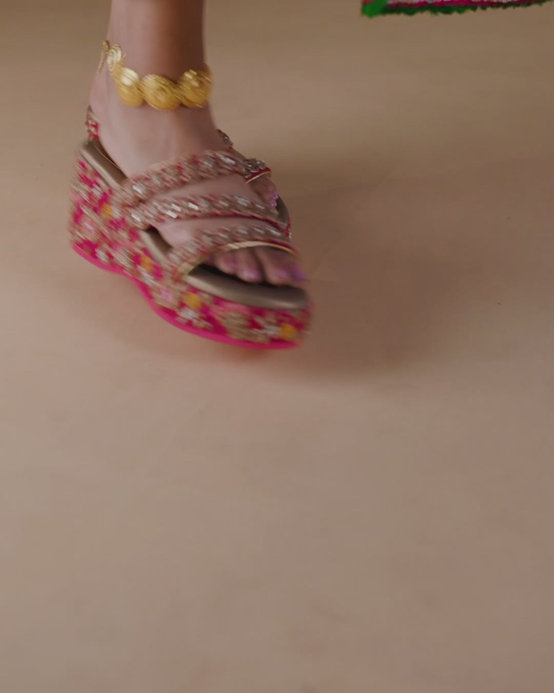 Lovely bridal footwear for an ethnic Indian lehenga