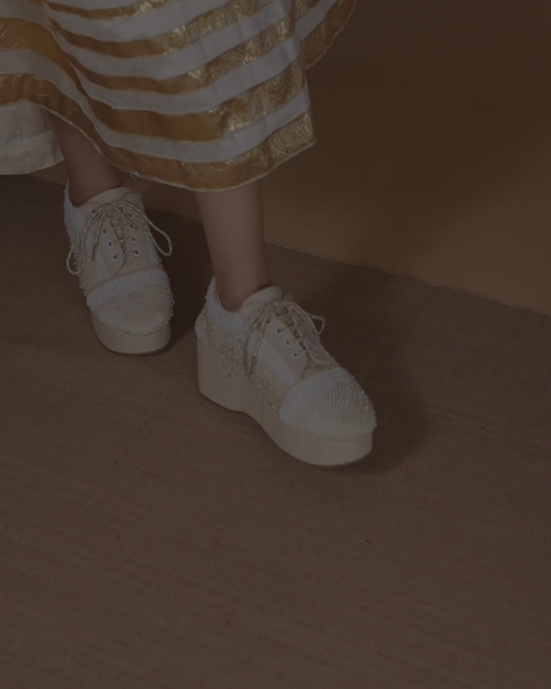 Premium pearl sneakers with heels for wedding outfits 