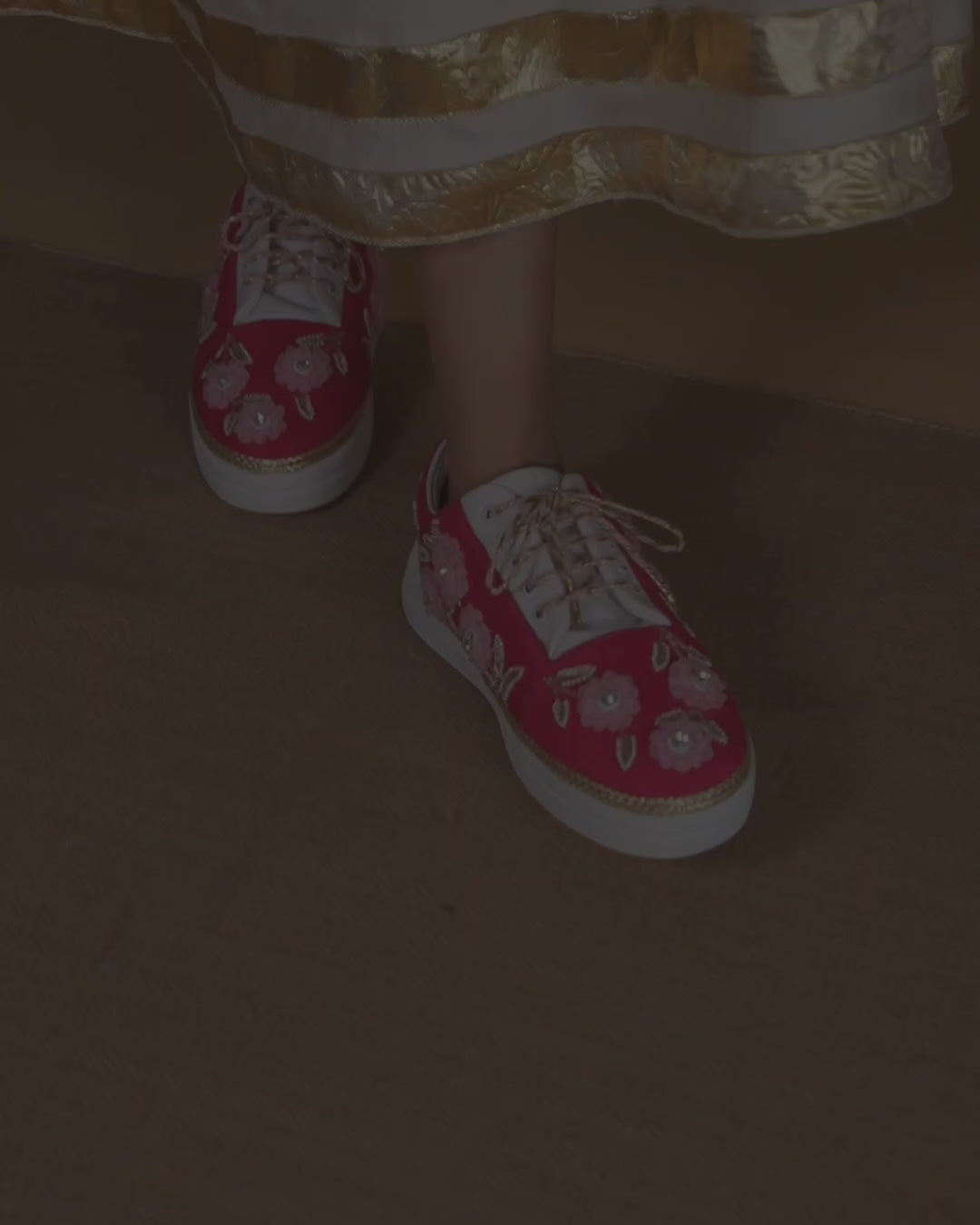 Quirky pink wedding sneakers for Indian lehenga