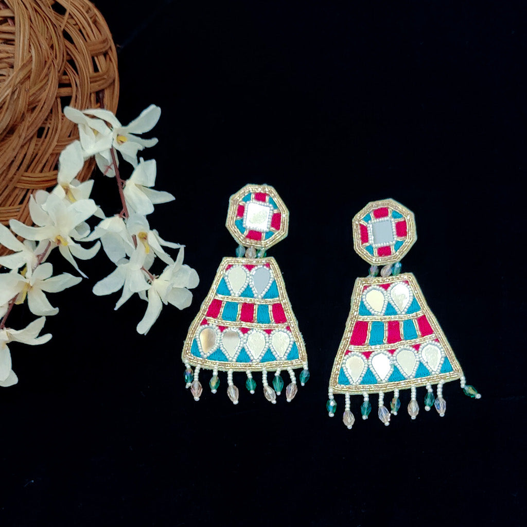 Beaded Earrings in bright colours for haldi mehendi function